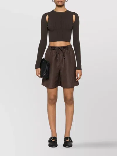 Max Mara Knitwear Crew Neck Cropped Long Sleeve In Brown