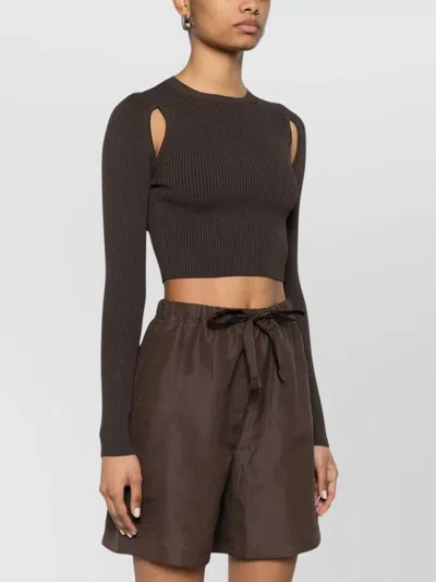 Max Mara Knitwear Crew Neck Cropped Long Sleeve In Brown
