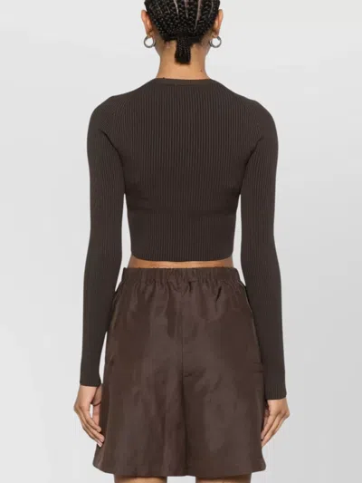 Max Mara Knitwear Crew Neck Cropped Long Sleeve In Brown