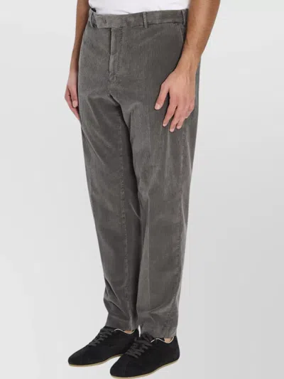 Pt Torino Mid-rise Straight Leg Corduroy Trousers In Gray
