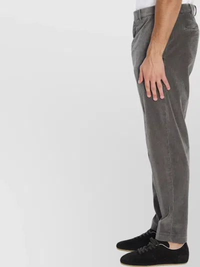 Pt Torino Mid-rise Straight Leg Corduroy Trousers In Gray