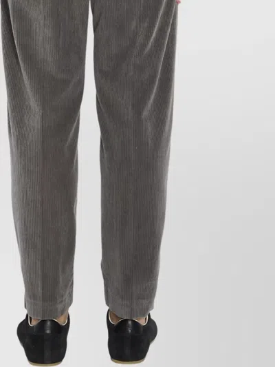 Pt Torino Mid-rise Straight Leg Corduroy Trousers In Gray
