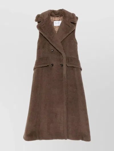 Max Mara Marrone Bronzo Alpaca Coat In Black