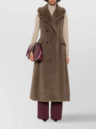 Max Mara Marrone Bronzo Alpaca Coat In Black