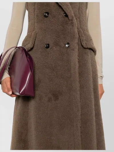 Max Mara Marrone Bronzo Alpaca Coat In Black