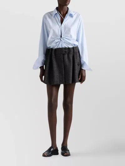 Prada Long Sleeve Collared Button Front Top In Blue