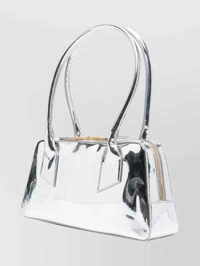 N°21 Rectangular Metallic Shoulder Bag With Top Handles In Gray