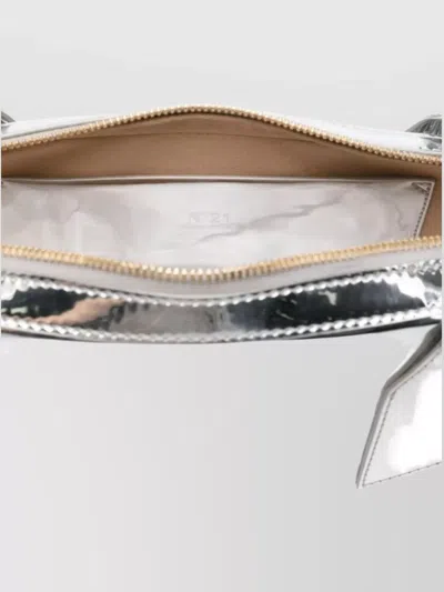 N°21 Rectangular Metallic Shoulder Bag With Top Handles In Gray