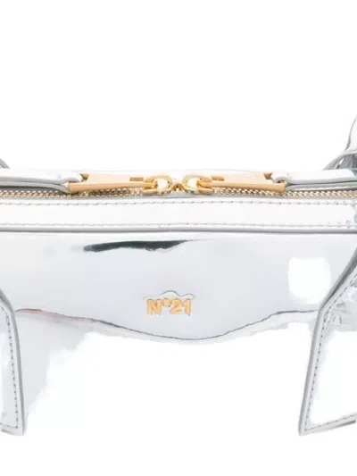 N°21 Rectangular Metallic Shoulder Bag With Top Handles In Gray