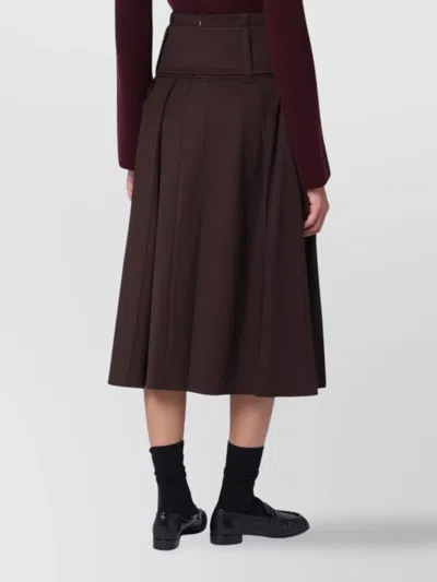 Patou Wide Belt Midi Skirt In Brown