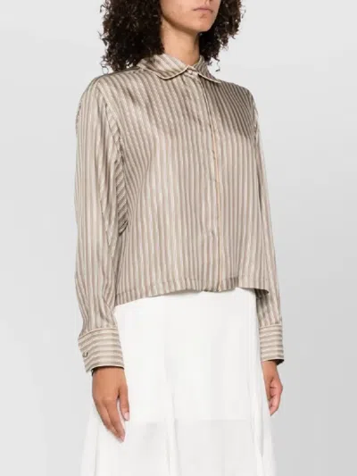 Max Mara Striped Long Sleeve Top Brama Collection In Brown