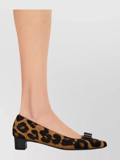 Ferragamo Rirri Bow-detailed Leather-trimmed Leopard-print Calf Hair Pumps In Animal Print