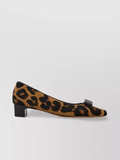 Ferragamo Rirri Bow-detailed Leather-trimmed Leopard-print Calf Hair Pumps In Animal Print