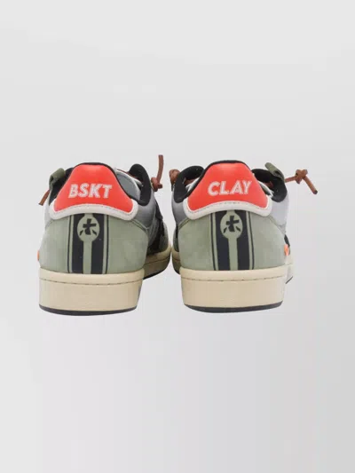 Premiata Suede Sneakers With Perforated Design And Contrast Tab In Multi