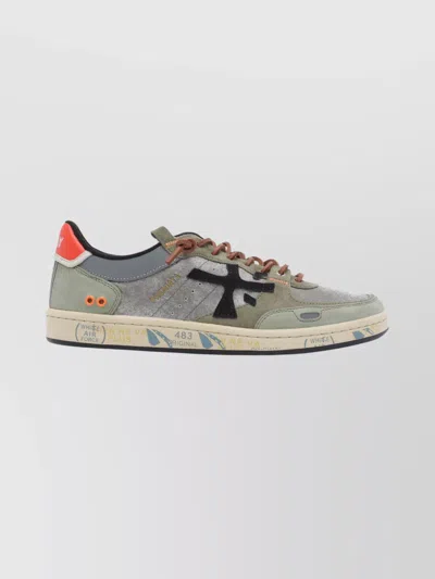 Premiata Suede Sneakers With Perforated Design And Contrast Tab In Multi