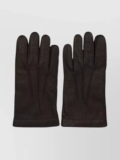 Restelli Premium Leather Gloves Featuring Button Detail In Brown