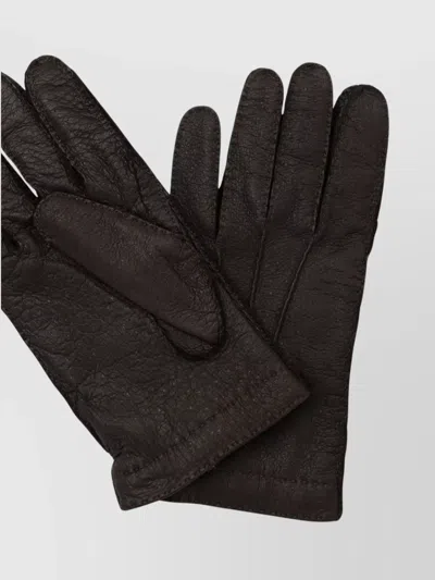 Restelli Premium Leather Gloves Featuring Button Detail In Brown