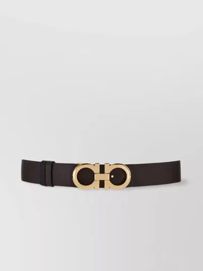Ferragamo Adjustable Length Gold-tone Buckle Smooth Finish In Brown