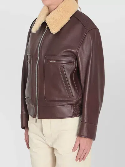 Bottega Veneta Nappa Blouson With Shearling Women In Brown