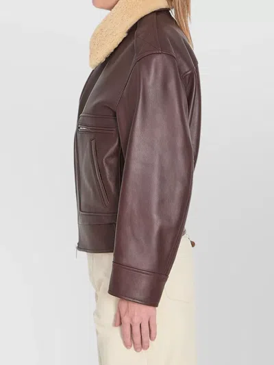 Bottega Veneta Nappa Blouson With Shearling Women In Brown