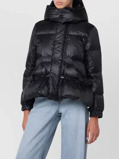 Sacai Black Nylon Down Jacket With Drawstring In Black