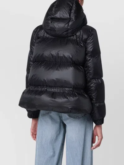 Sacai Black Nylon Down Jacket With Drawstring In Black