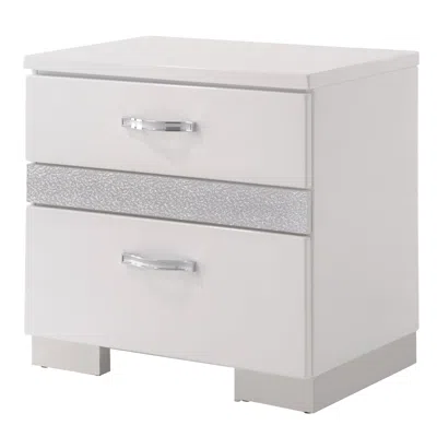 Hivvago Nightstand With Three Center Metal Glide Drawers In White Gloss Finish