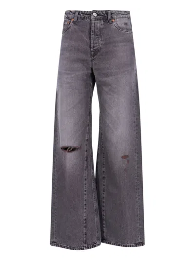 Our Legacy Distressed Wide-leg Jeans With Faded Black Wash In Gray