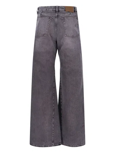 Our Legacy Distressed Wide-leg Jeans With Faded Black Wash In Gray