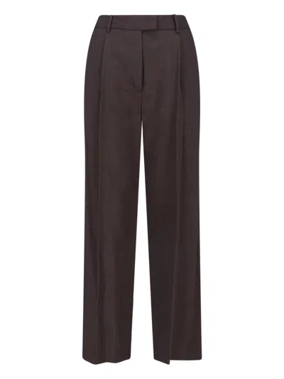 Low Classic Tailored Trousers With Pockets And Loops In Brown