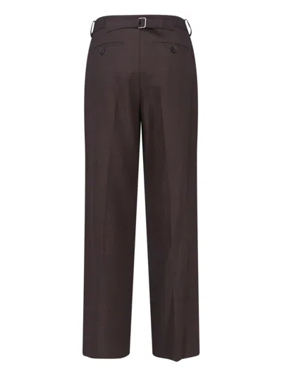 Low Classic Tailored Trousers With Pockets And Loops In Brown