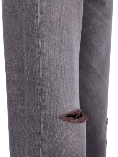 Our Legacy Distressed Wide-leg Jeans With Faded Black Wash In Gray