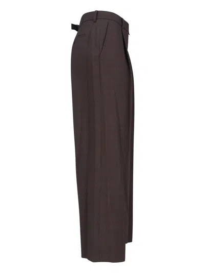 Low Classic Tailored Trousers With Pockets And Loops In Brown