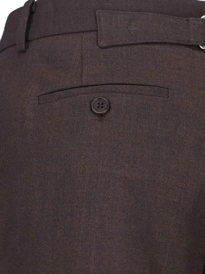 Low Classic Tailored Trousers With Pockets And Loops In Brown