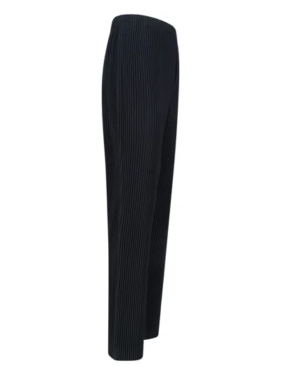 Issey Miyake Tailored Trousers With Button And Pleats In Black