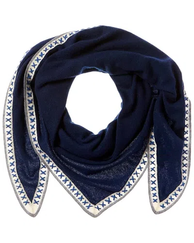 Forte Cashmere Triangle Cashmere Scarf In Blue