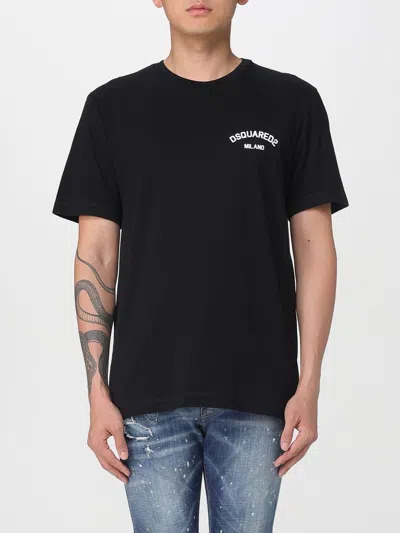 Dsquared2 Dsquared Men Black Cotton T-shirt In Black