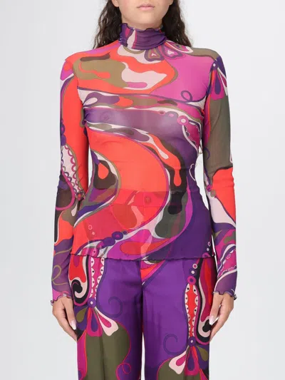 Pucci Printed Tulle Top In Purple