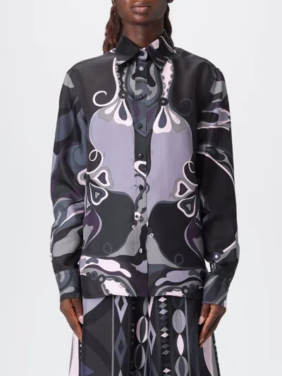 Pucci Orchid Print Shirt In Black