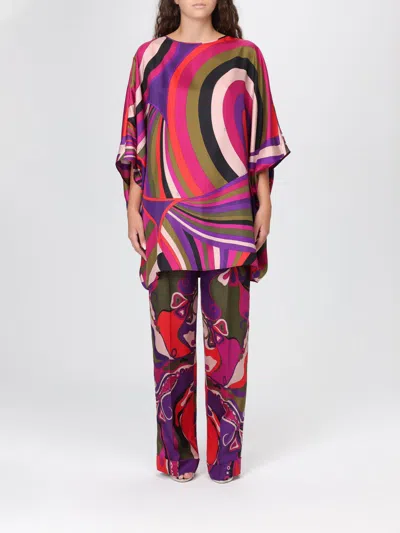 Pucci Iris Print Silk Short Kaftan Clothing In Multi