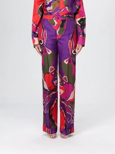 Pucci Printed Trousers With Elastic Waistband And Pockets In Multi