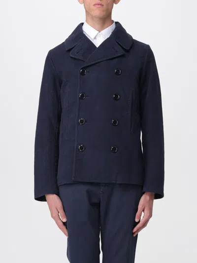 Aspesi Double-breasted Blue Jacket With Wide Lapel In Blue
