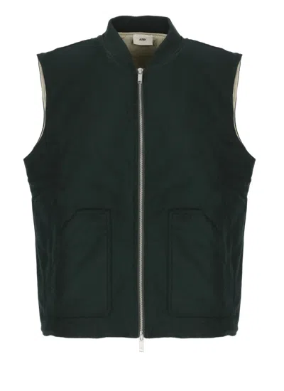 Autry Crewneck Wool Blend Vest With Logo Patch In Black