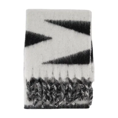 Isabel Marant Oversized Wool Scarf With Bold Graphic Pattern In Neutral