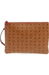 Mcm Heritage Convertible Coated Canvas Zip Pouch - Brown In Cognac