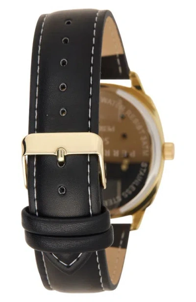 Perry Ellis Solar 3-hand Quartz Faux Leather Strap Watch, 44mm In Black