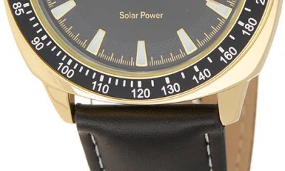 Perry Ellis Solar 3-hand Quartz Faux Leather Strap Watch, 44mm In Black