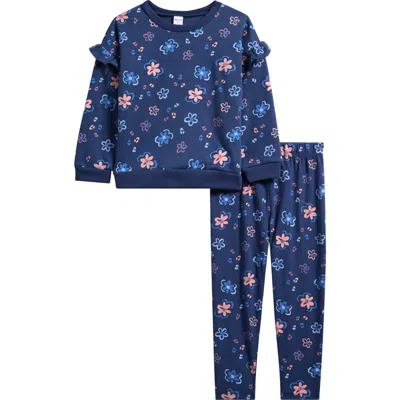 Petit Lem Kids' Print Sweatshirt & Sweatpants Set In Brown
