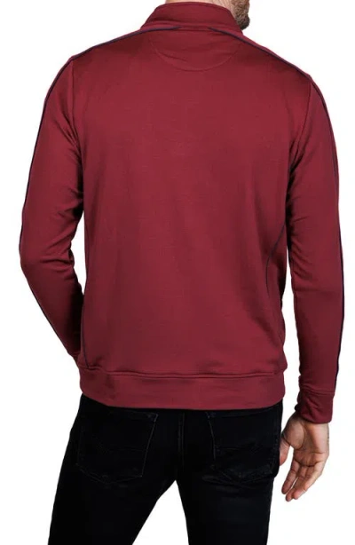 Tailorbyrd Textured Performance Quarter Zip Pullover In Burgundy
