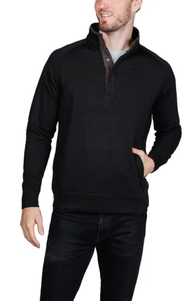 Tailorbyrd Hidden Snap Front Quilted Pullover In Black